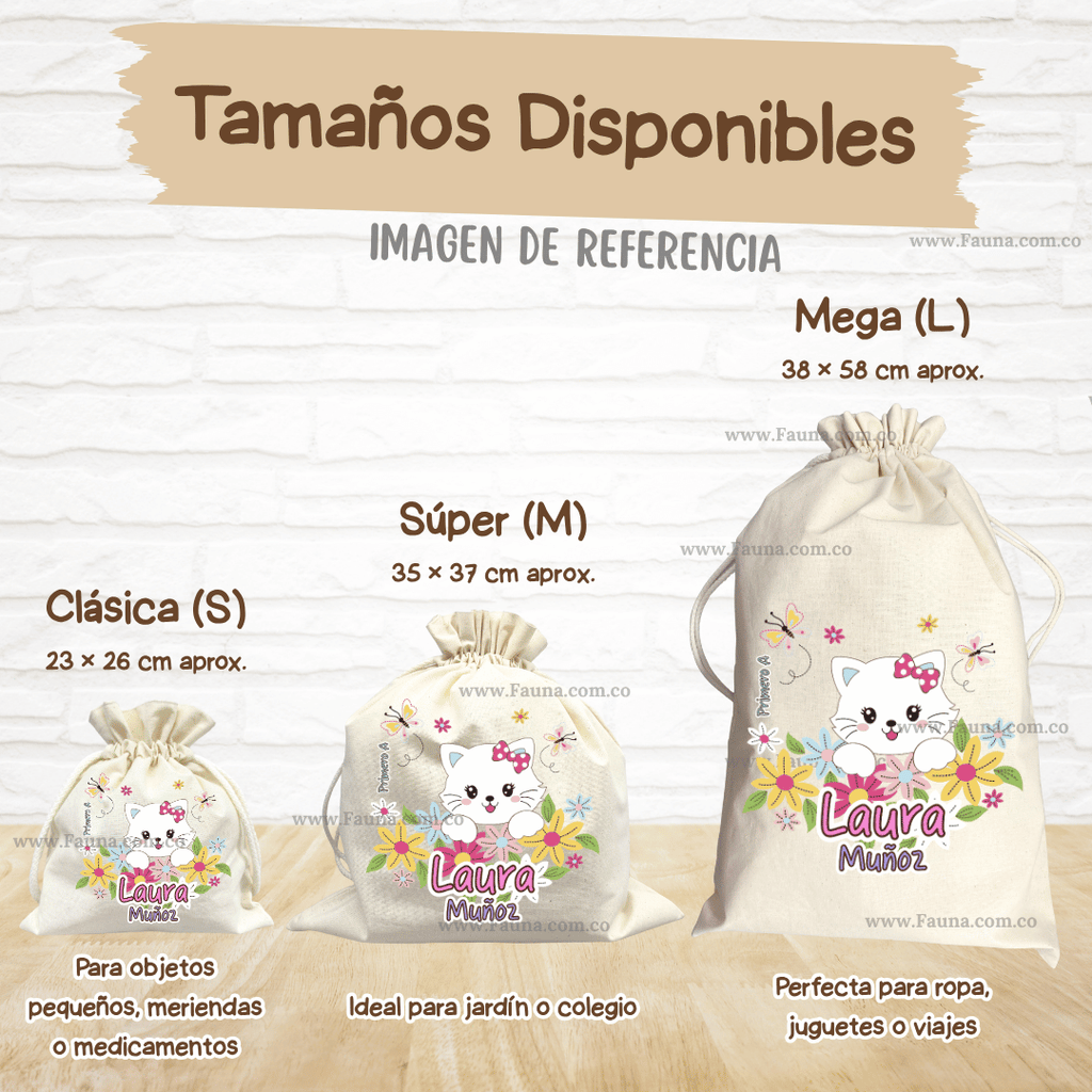 Gaticos - Tula personalizada para niña – multiusos con nombre