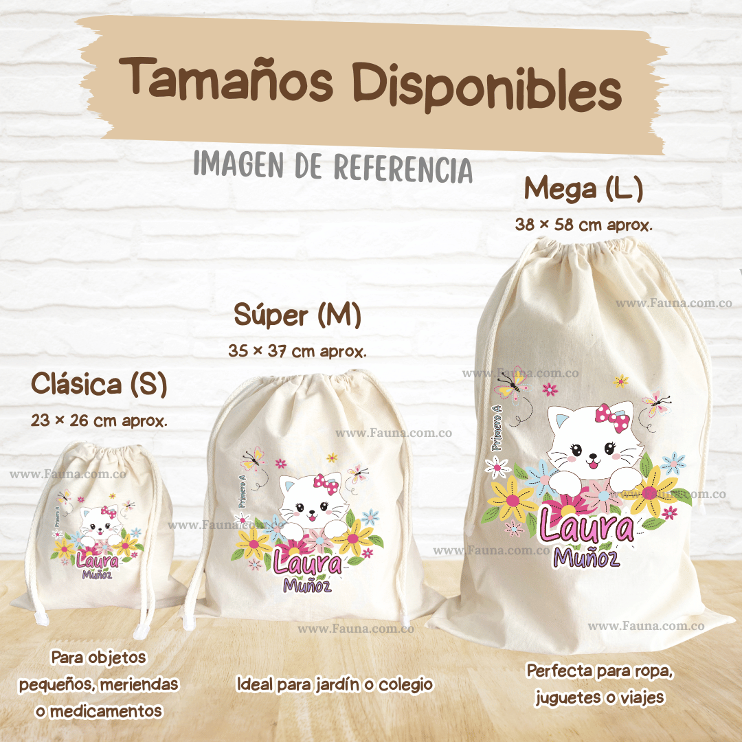 Gaticos - Tula personalizada para niña – multiusos con nombre