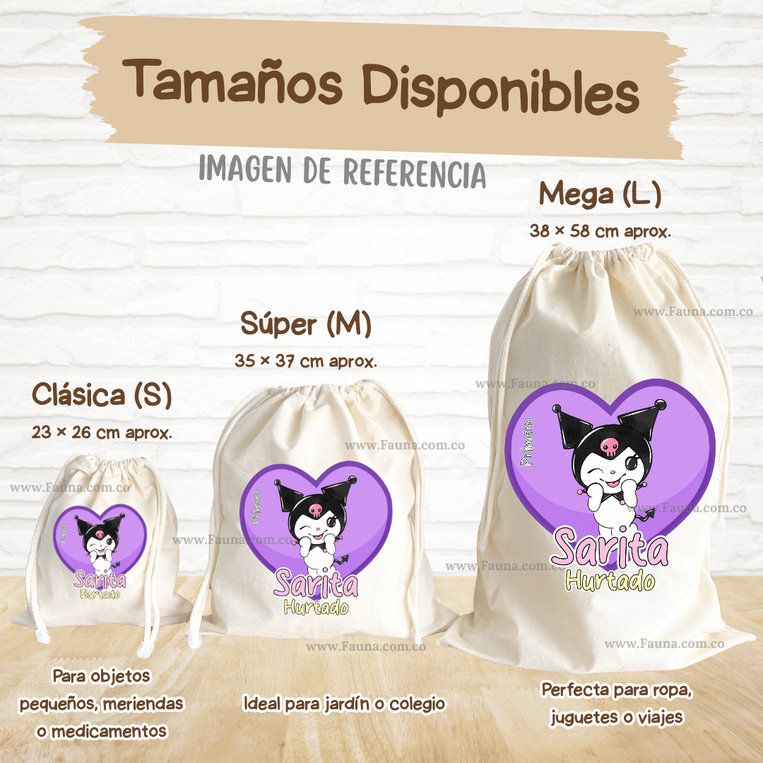 Kuromi - Tula personalizada para niña – multiusos con nombre