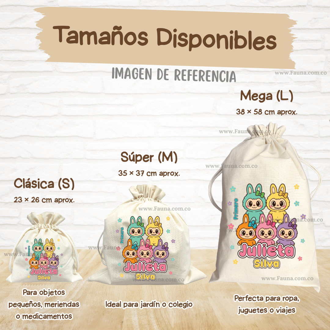 Labubu - Tula personalizada para niña – multiusos con nombre