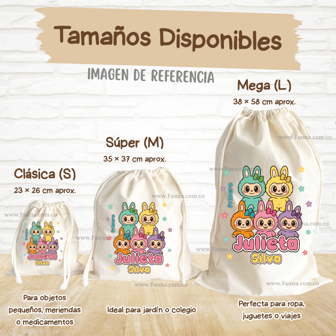 Labubu - Tula personalizada para niña – multiusos con nombre