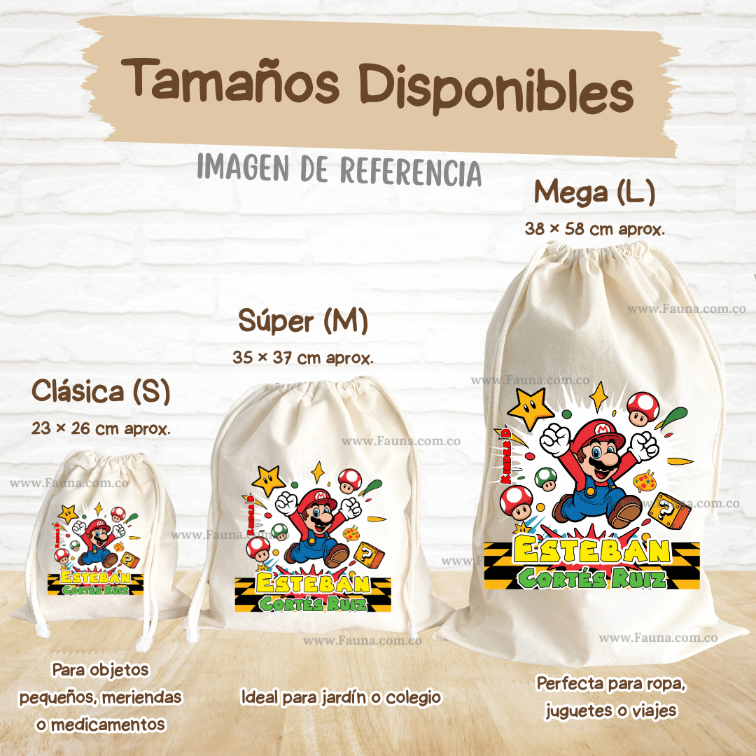 Mario - Tula personalizada para niños – multiusos con nombre