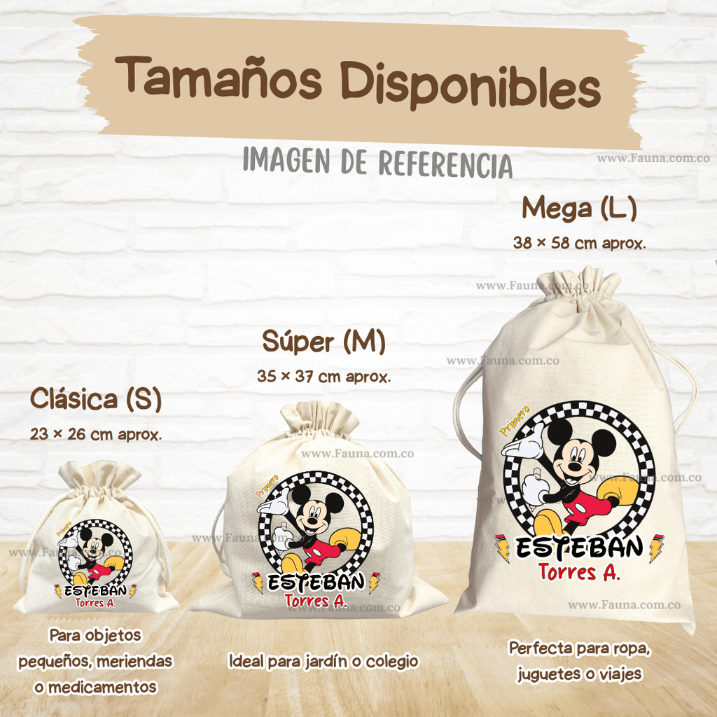 Mickey - Tula personalizada para niños – multiusos con nombre
