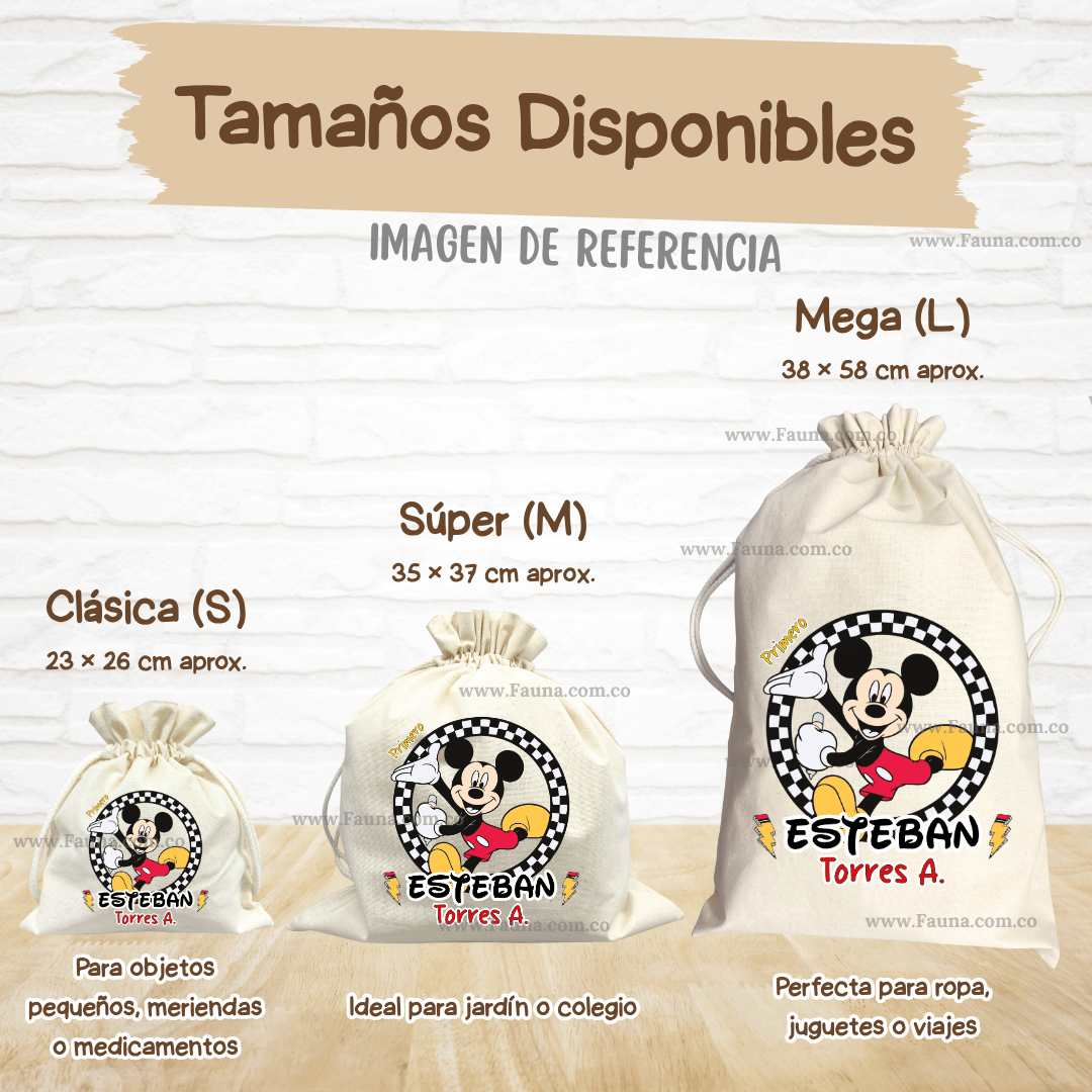 Mickey - Tula personalizada para niños – multiusos con nombre