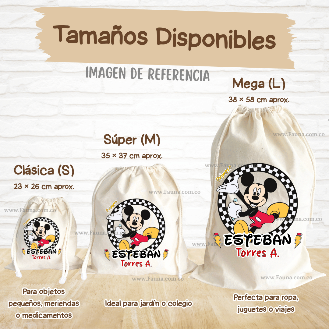 Mickey - Tula personalizada para niños – multiusos con nombre