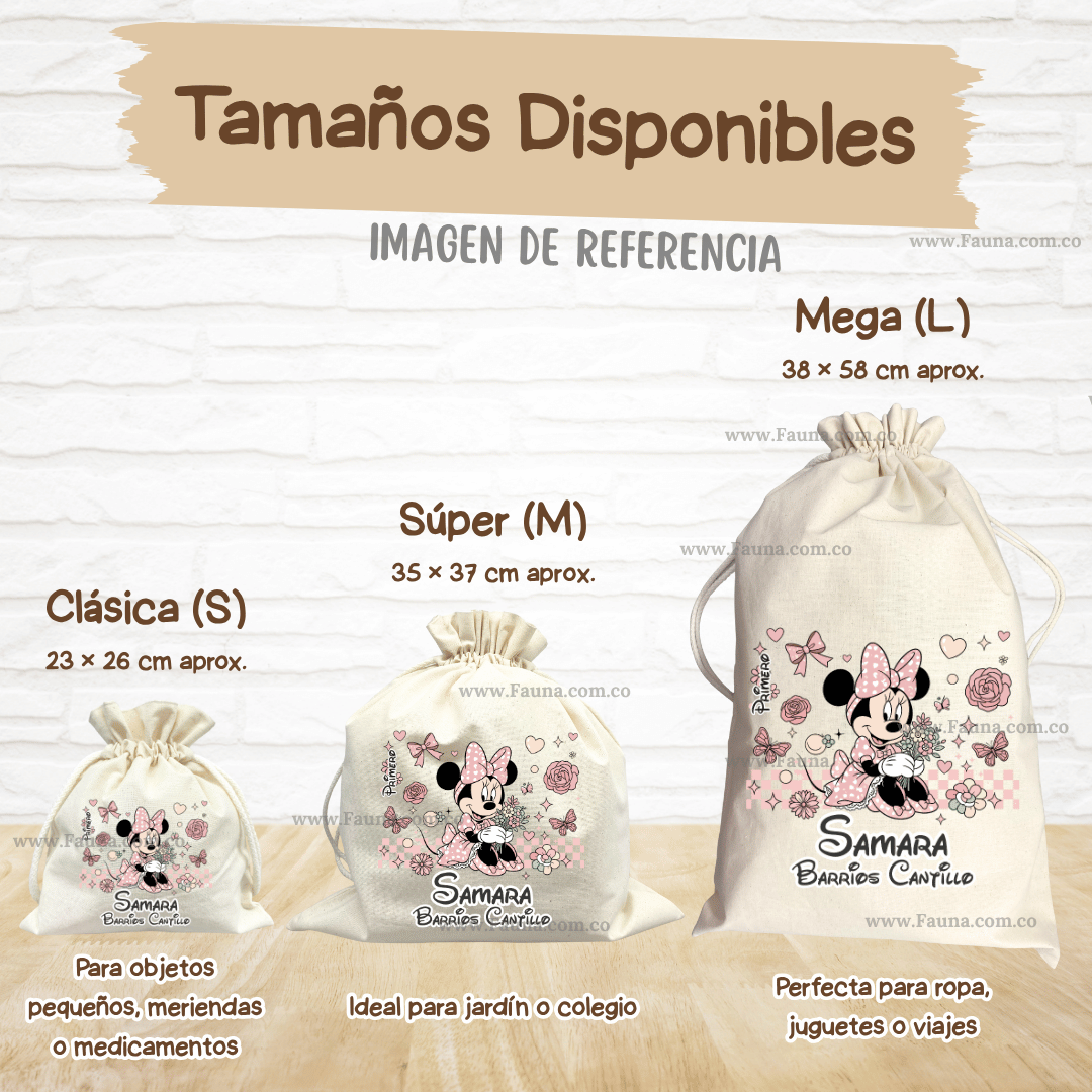 Minnie - Tula personalizada para niña – multiusos con nombre