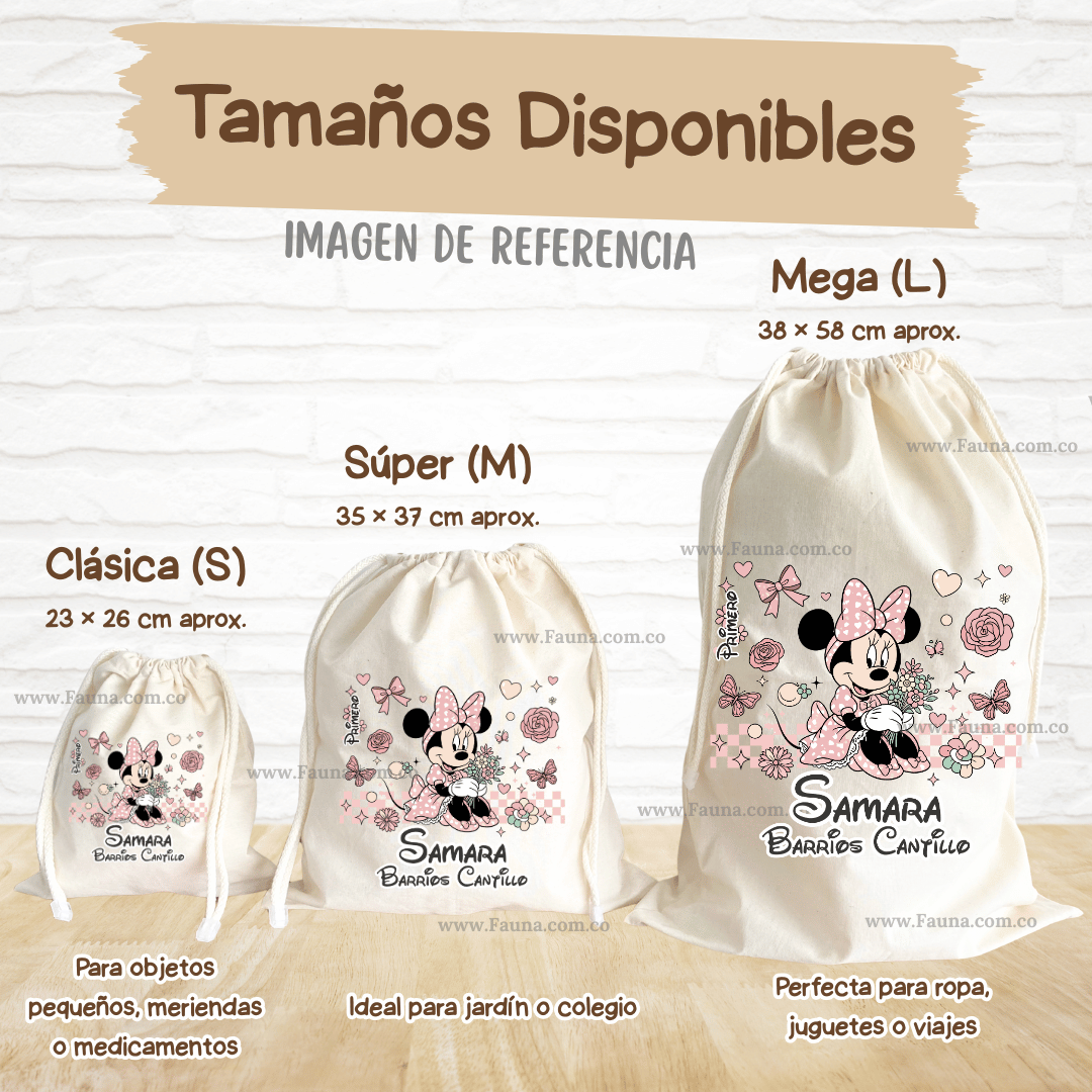 Minnie - Tula personalizada para niña – multiusos con nombre