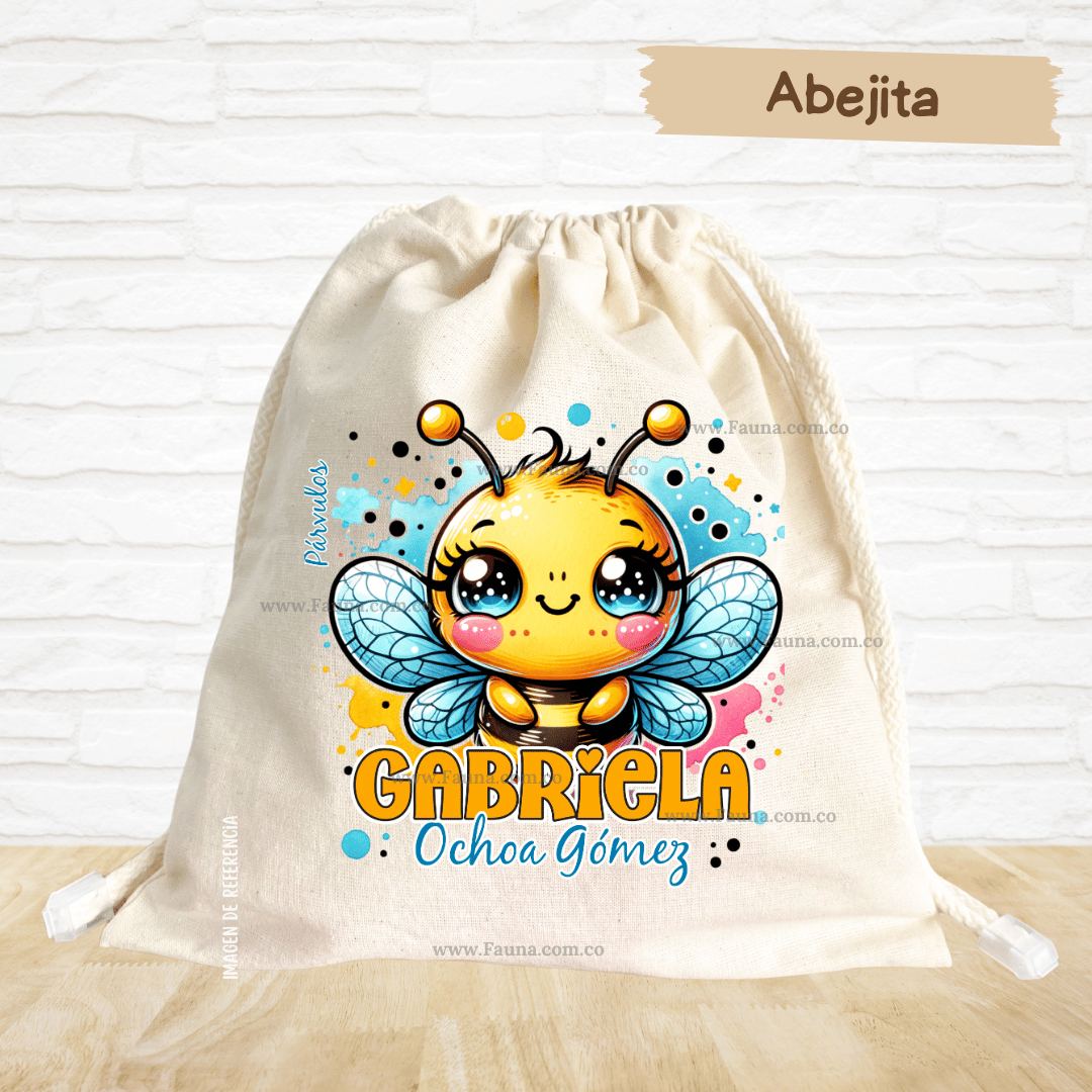 Abejita - Tula personalizada para niña – multiusos con nombre