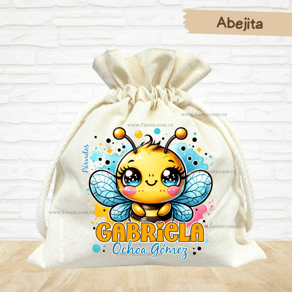 Abejita - Tula personalizada para niña – multiusos con nombre