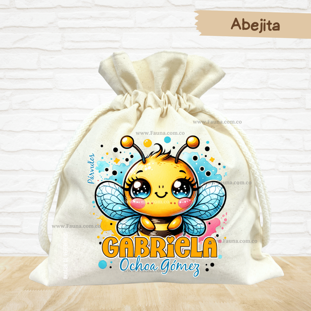 Abejita - Tula personalizada para niña – multiusos con nombre