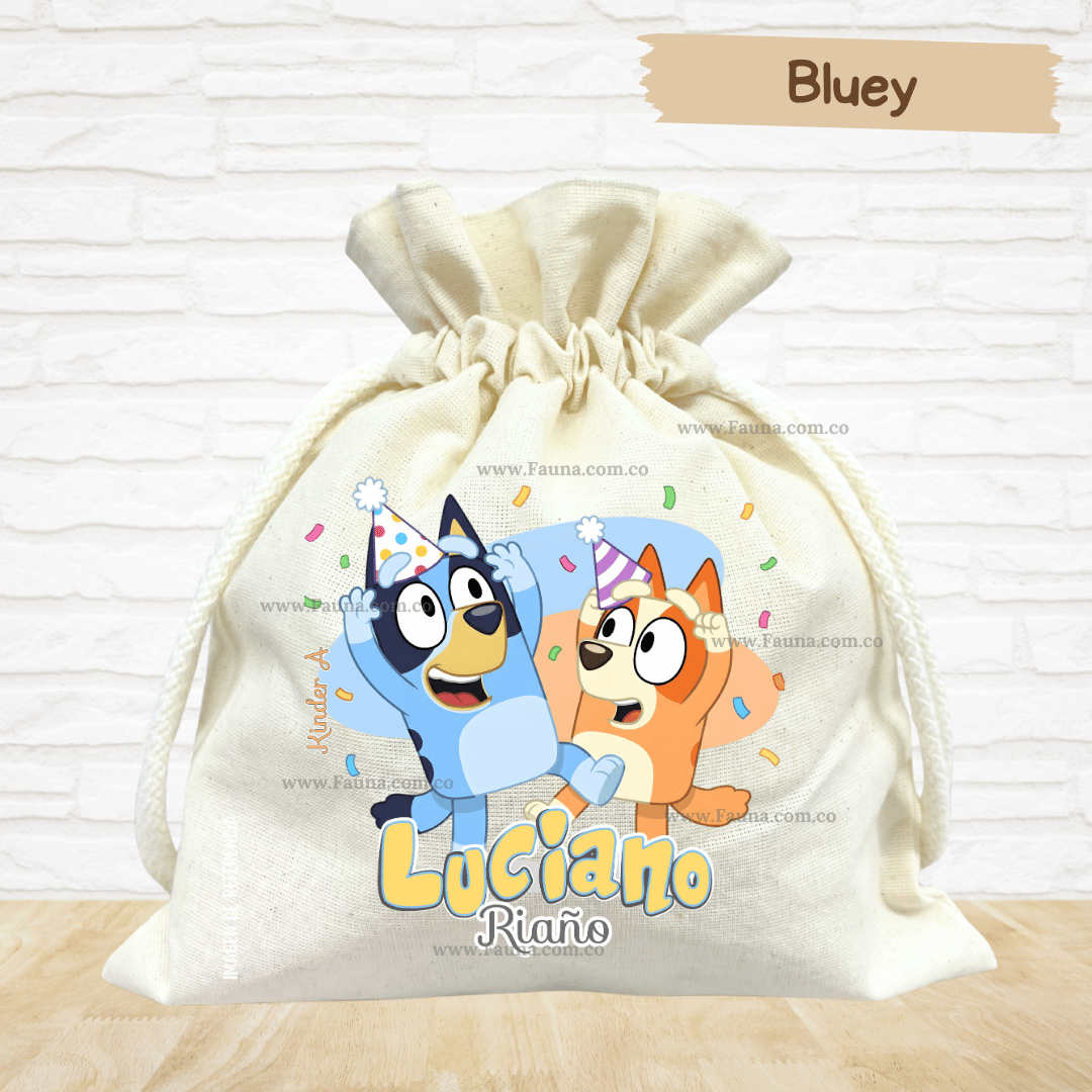 Bluey - Tula personalizada para niños – multiusos con nombre