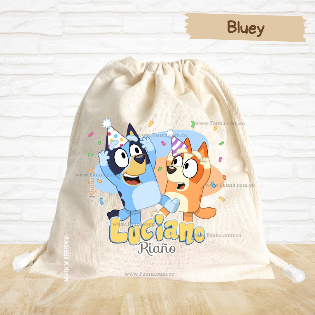 Bluey - Tula personalizada para niños – multiusos con nombre
