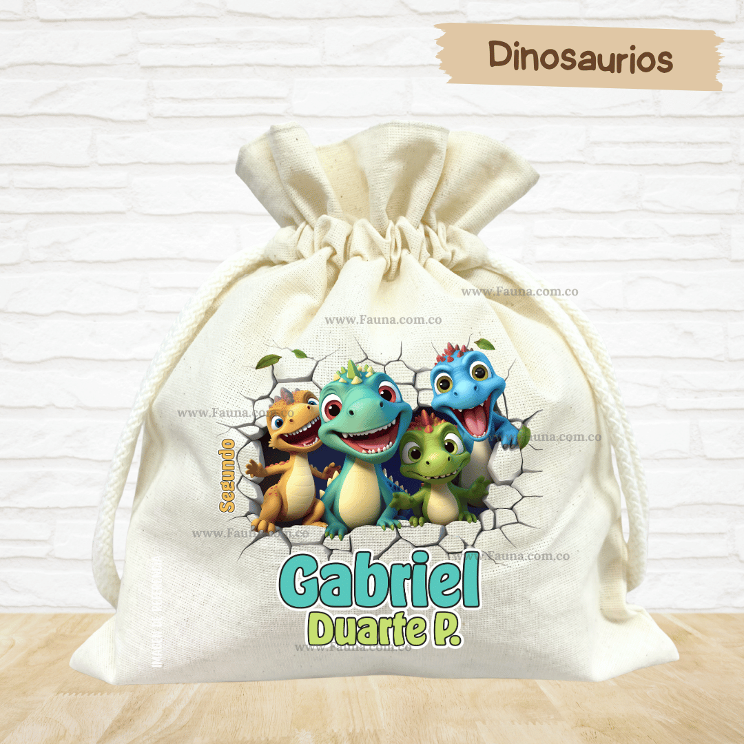 Dinosaurios - Tula personalizada para niños – multiusos con nombre