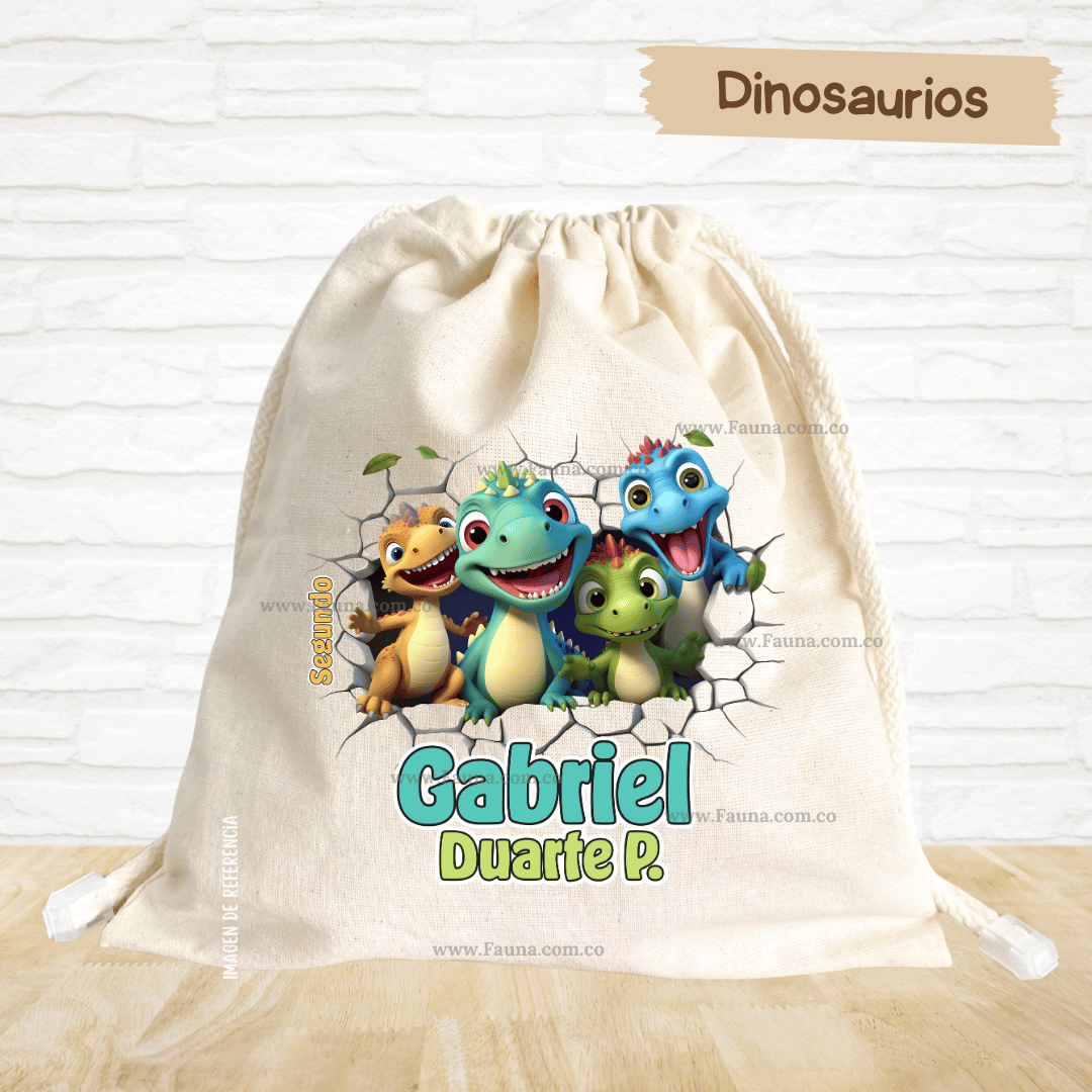Dinosaurios - Tula personalizada para niños – multiusos con nombre