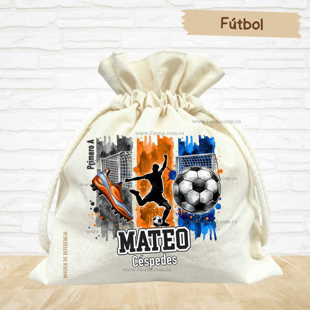 Fútbol - Tula personalizada para niños – multiusos con nombre