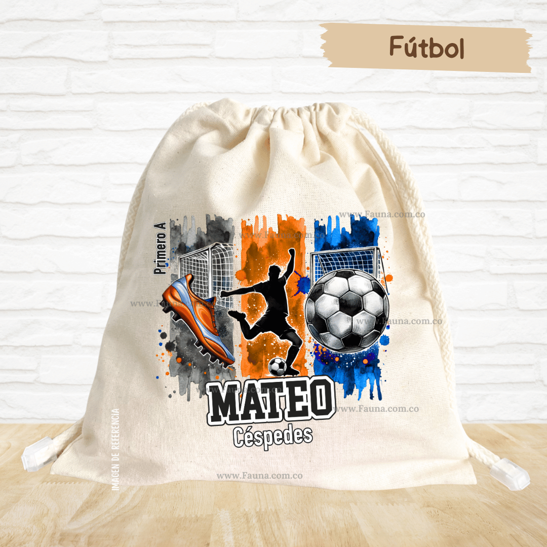 Fútbol - Tula personalizada para niños – multiusos con nombre