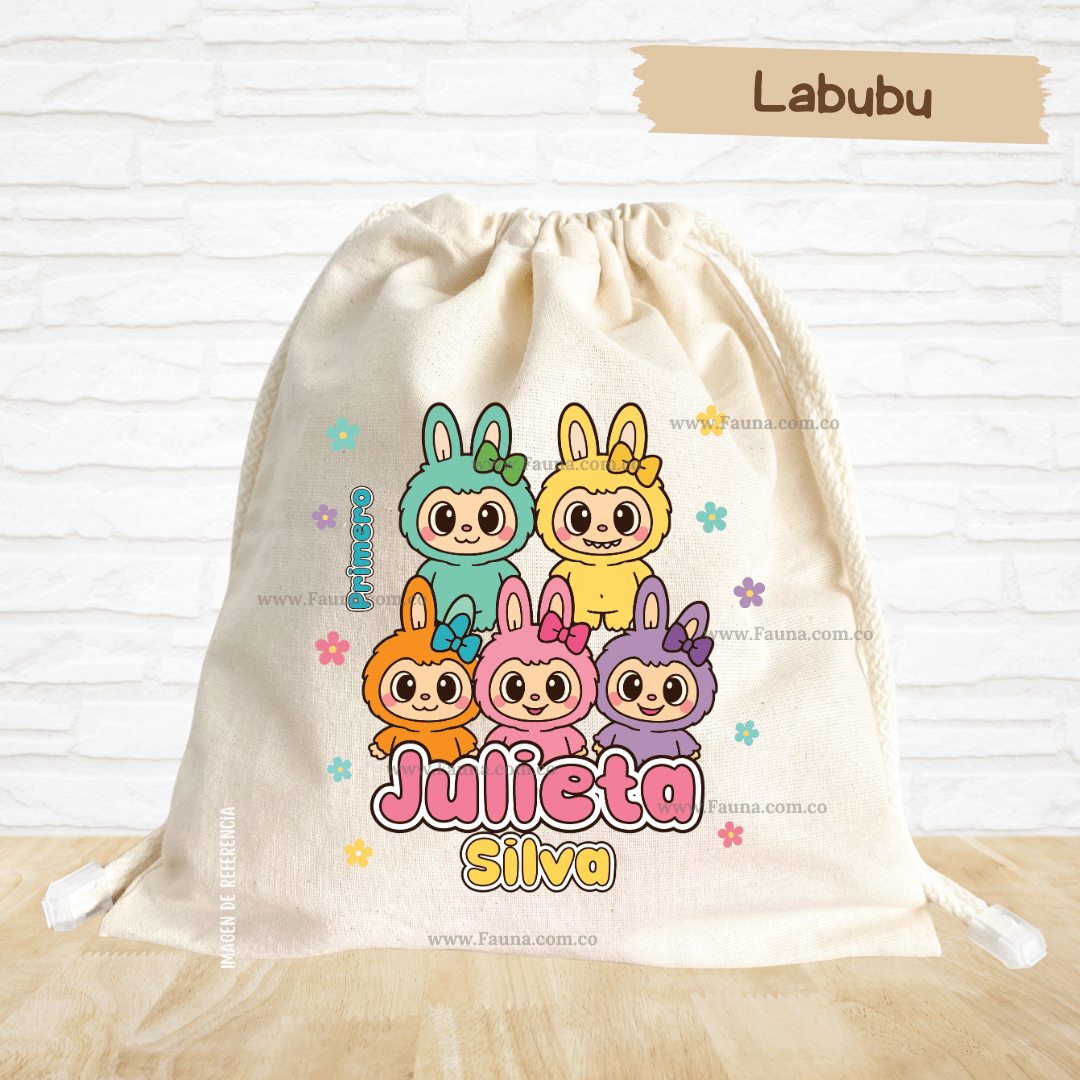 Labubu - Tula personalizada para niña – multiusos con nombre