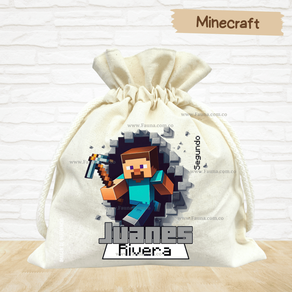 Minecraft - Tula personalizada para niños – multiusos con nombre
