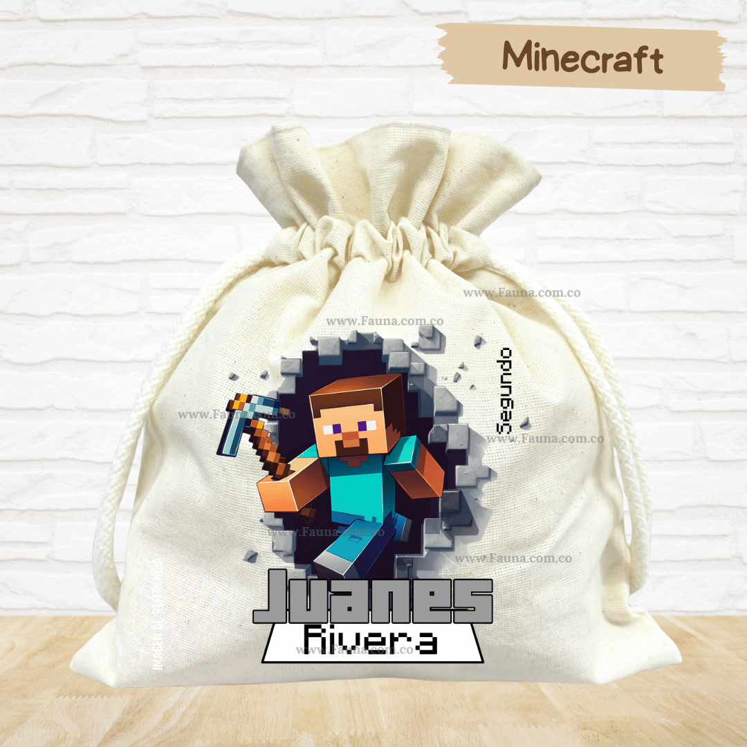 Minecraft - Tula personalizada para niños – multiusos con nombre