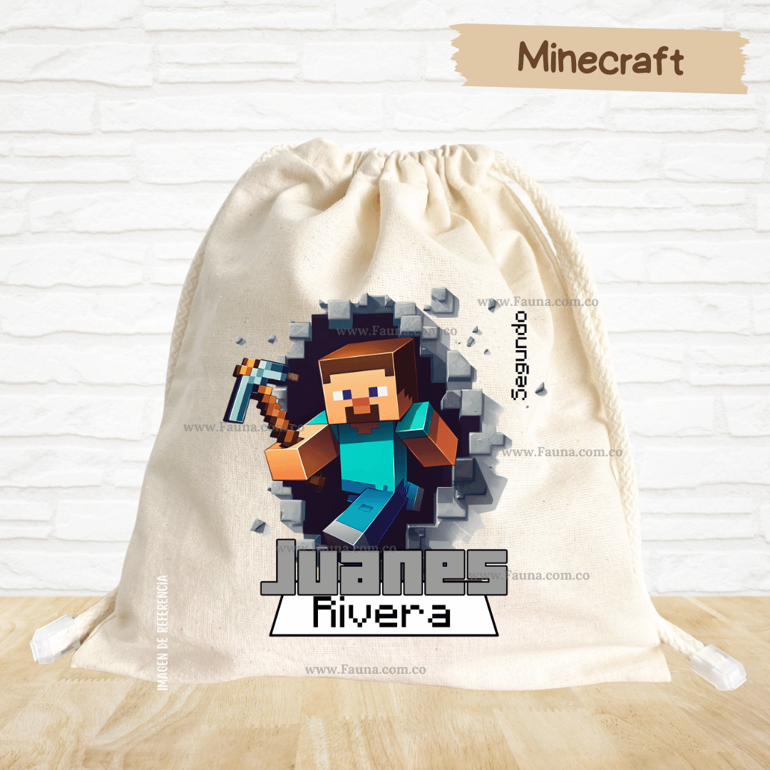 Minecraft - Tula personalizada para niños – multiusos con nombre