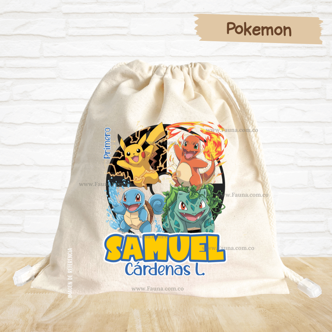 Pokémon - Tula personalizada para niño – multiusos con nombre