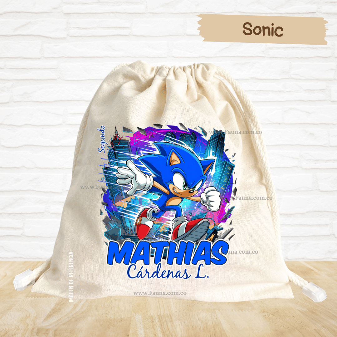 Sonic - Tula personalizada para niño – multiusos con nombre