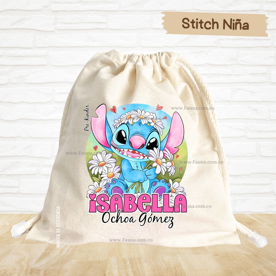Stitch Niña - Tula personalizada para niña – multiusos con nombre