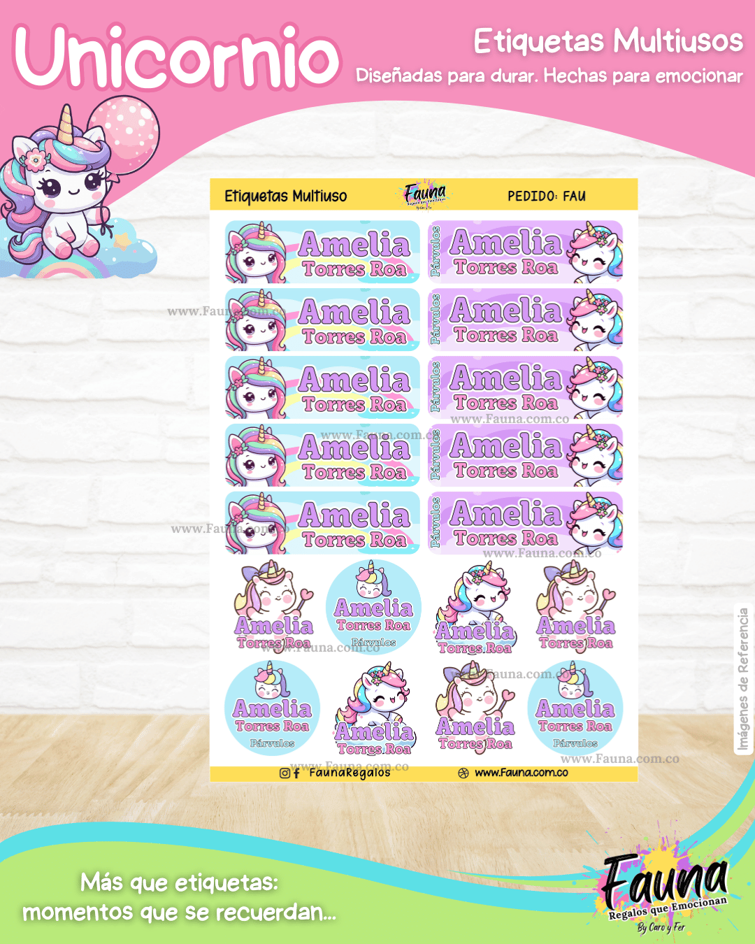 Unicornio 🦄 - Etiquetas Escolares Premium Personalizadas