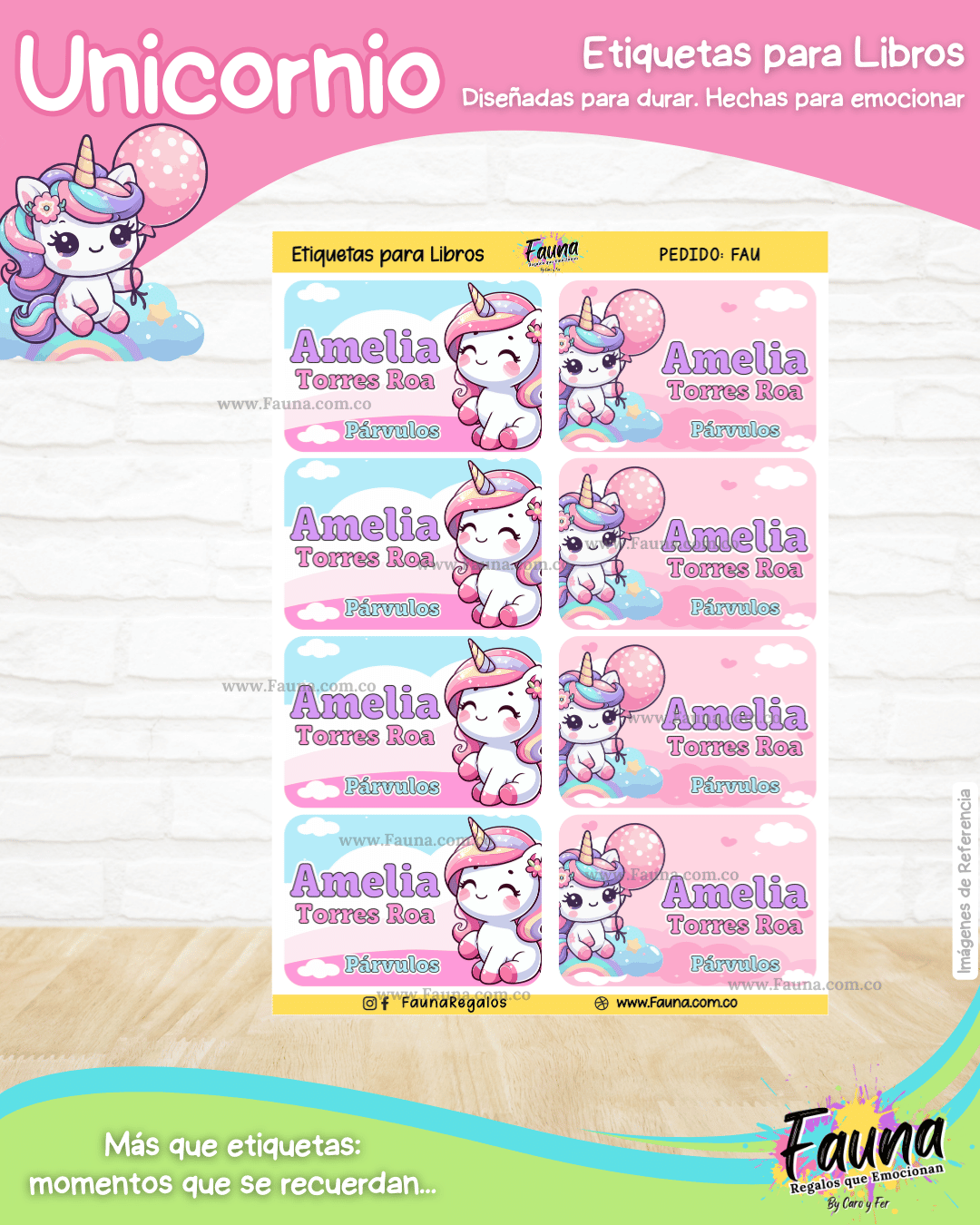 Unicornio 🦄 - Etiquetas Escolares Premium Personalizadas