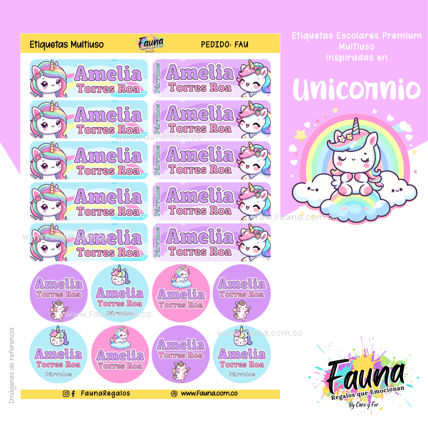 Unicornio 🦄 - Etiquetas Escolares Premium Personalizadas