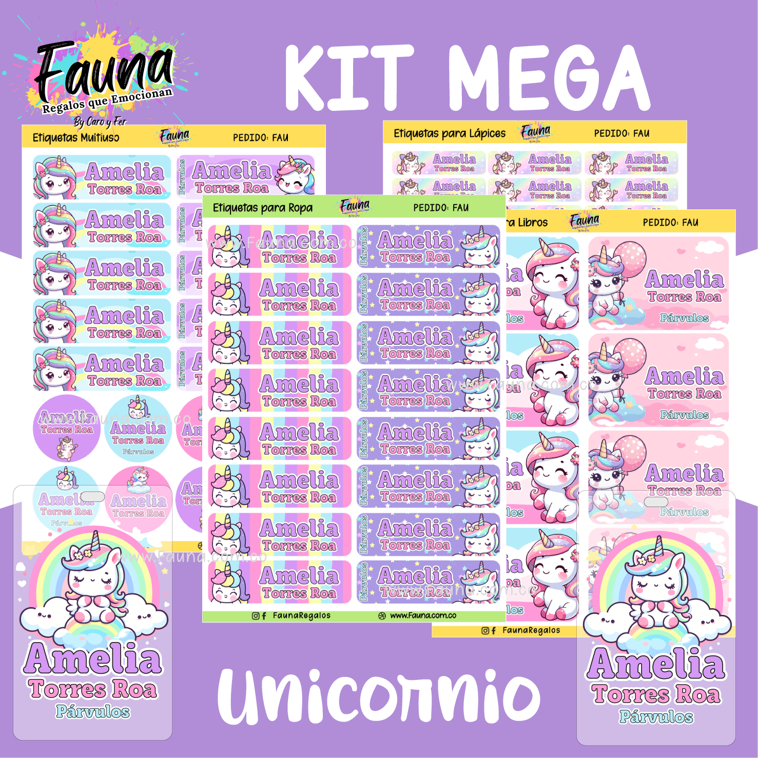 Unicornio 🦄 - Etiquetas Escolares Premium Personalizadas