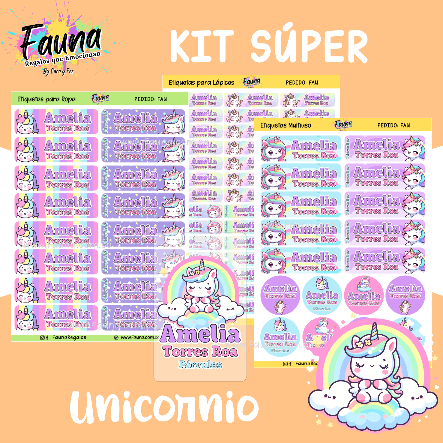 Unicornio 🦄 - Etiquetas Escolares Premium Personalizadas