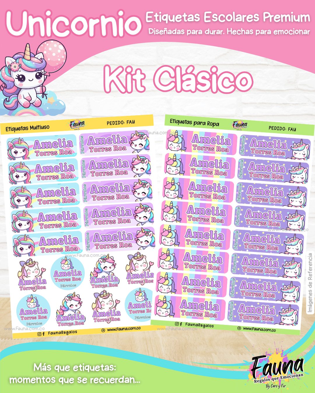 Unicornio 🦄 - Etiquetas Escolares Premium Personalizadas
