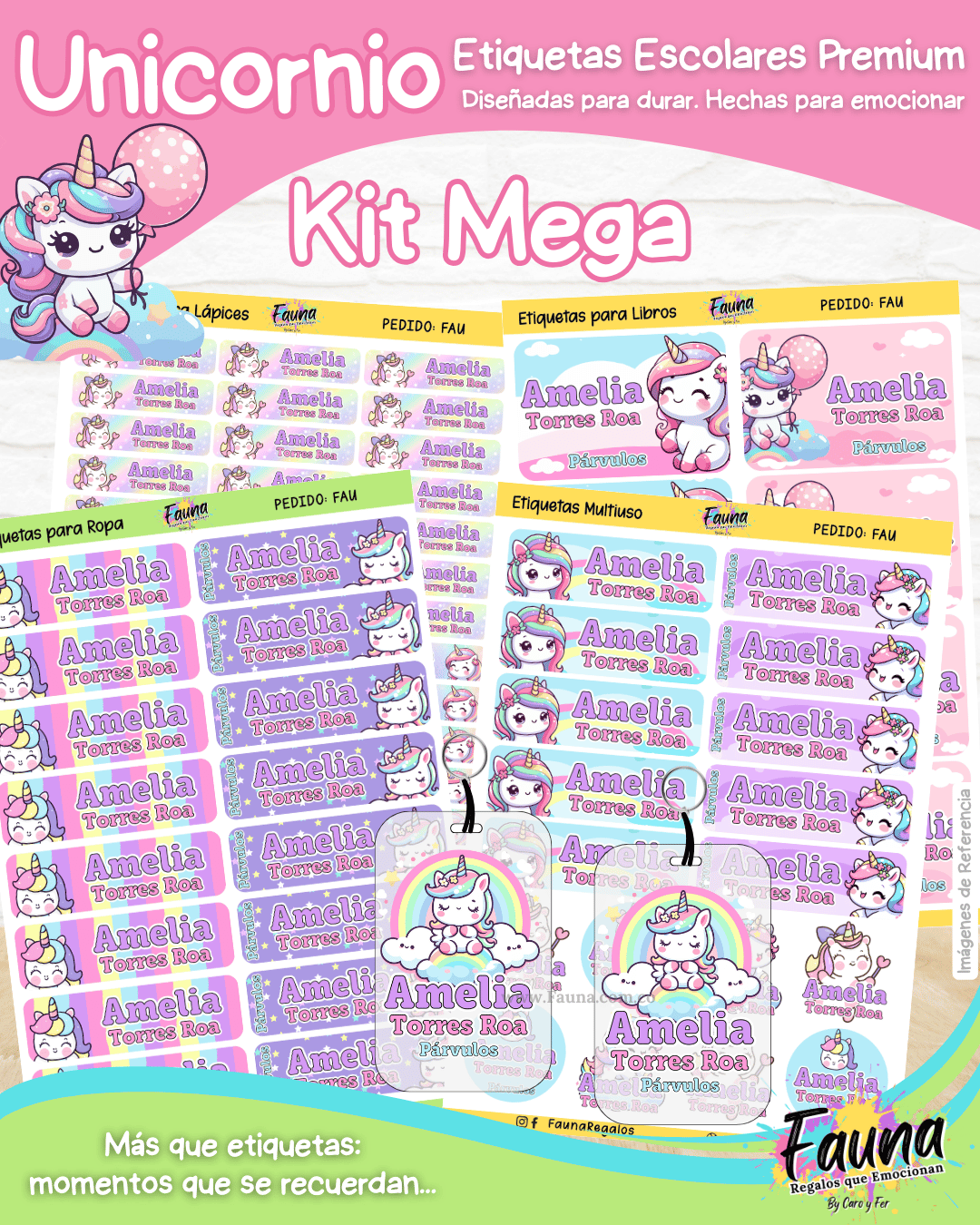 Unicornio 🦄 - Etiquetas Escolares Premium Personalizadas
