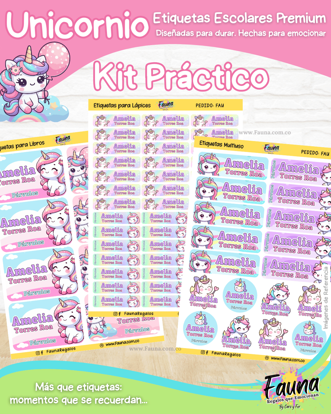 Unicornio 🦄 - Etiquetas Escolares Premium Personalizadas