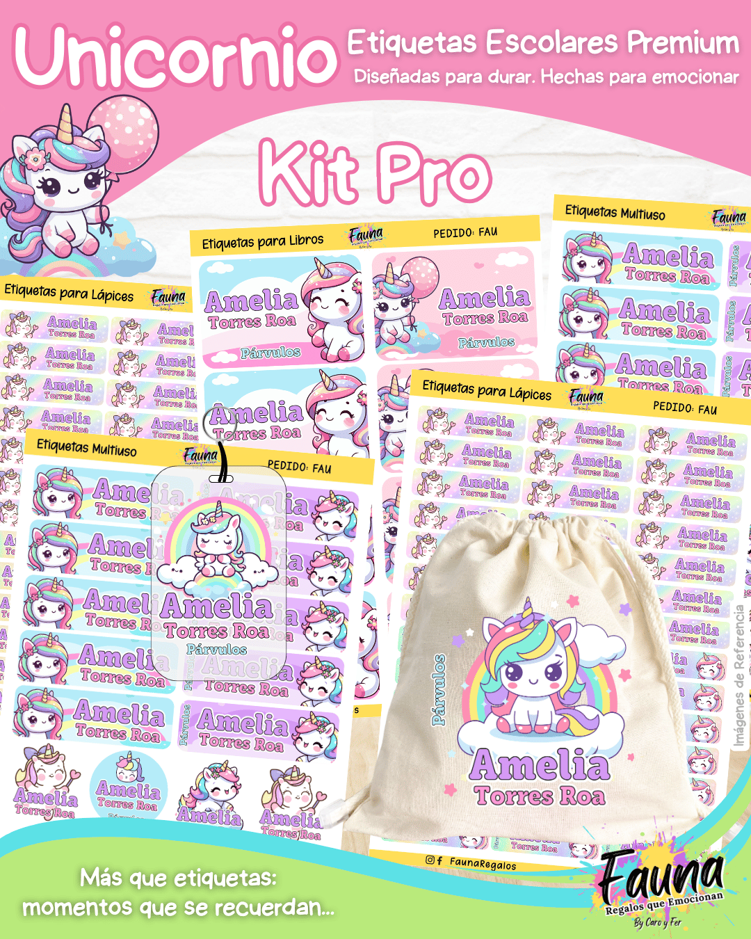 Unicornio 🦄 - Etiquetas Escolares Premium Personalizadas