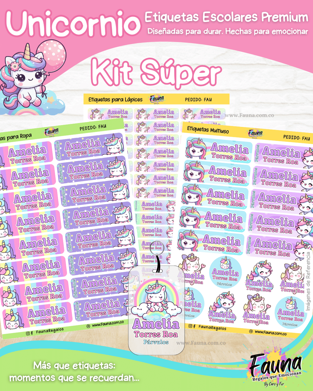 Unicornio 🦄 - Etiquetas Escolares Premium Personalizadas