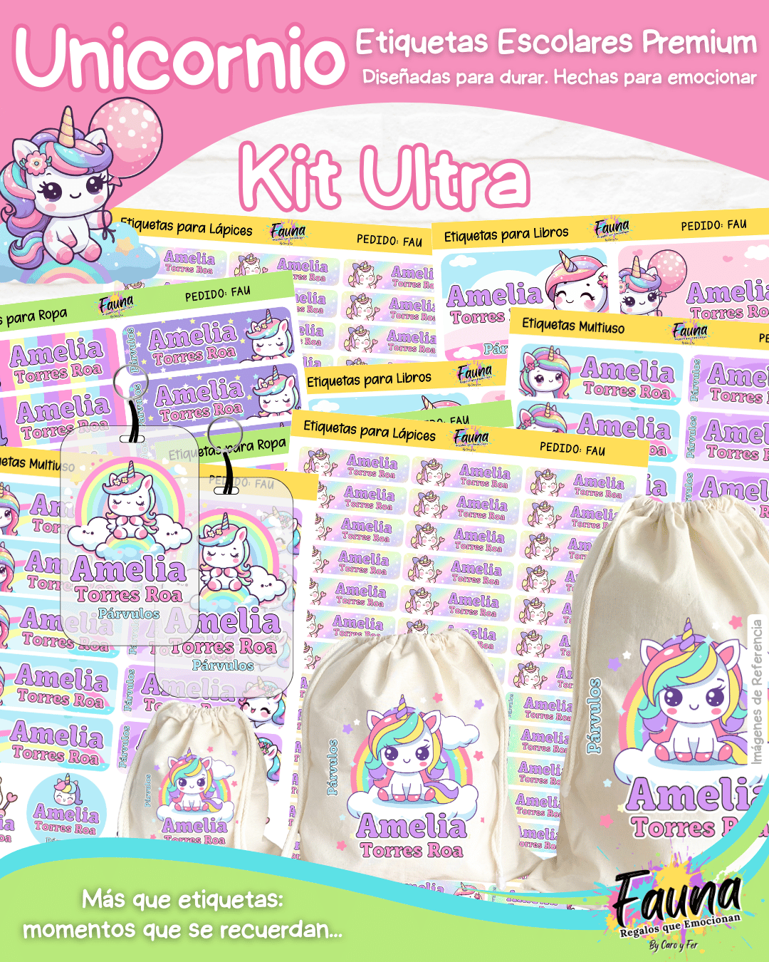 Unicornio 🦄 - Etiquetas Escolares Premium Personalizadas