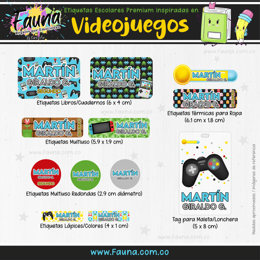 Etiquetas Escolares Premium Personalizadas – Videojuegos 🎮 - Fauna Regalos que emocionan