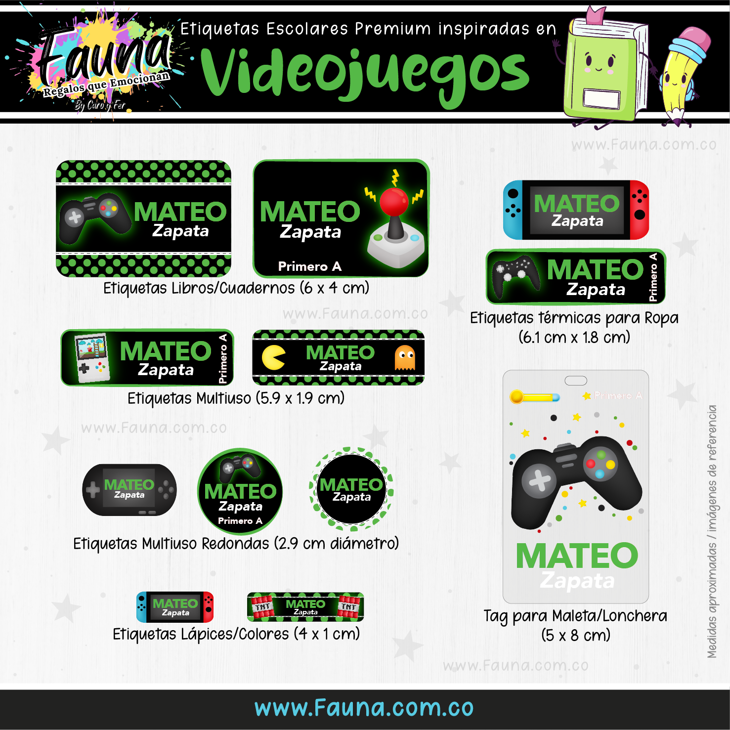 Videojuegos 🎮 - Etiquetas Escolares Premium Personalizadas