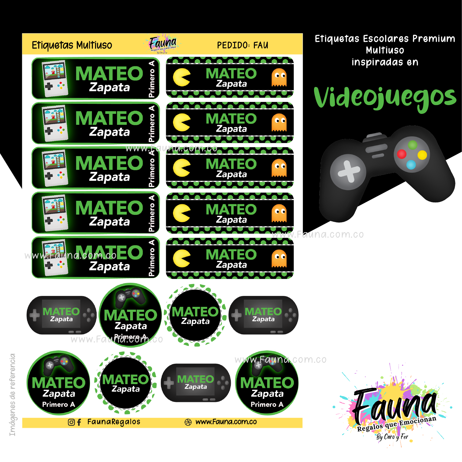 Videojuegos 🎮 - Etiquetas Escolares Premium Personalizadas