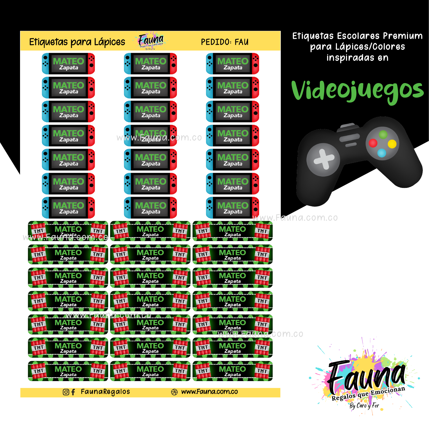 Videojuegos 🎮 - Etiquetas Escolares Premium Personalizadas