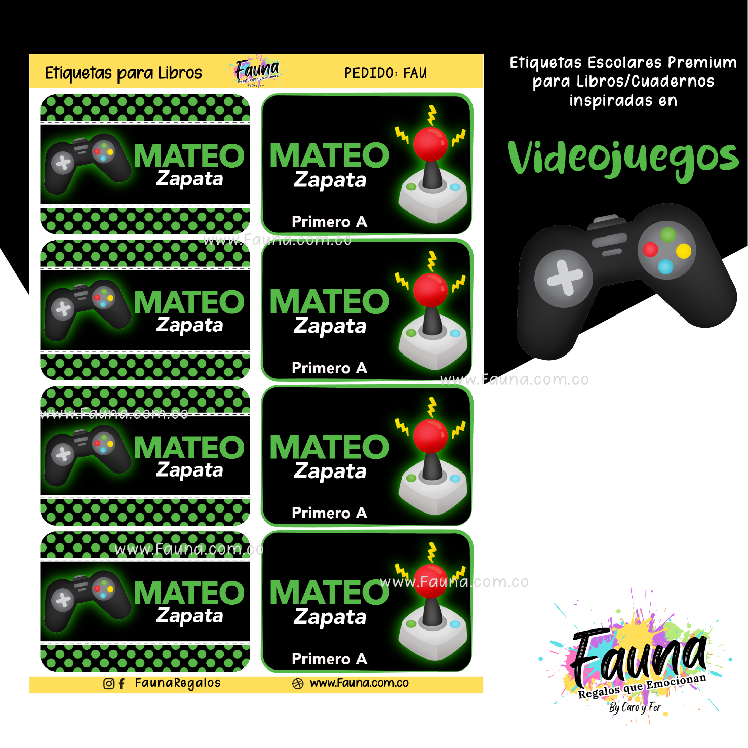 Videojuegos 🎮 - Etiquetas Escolares Premium Personalizadas