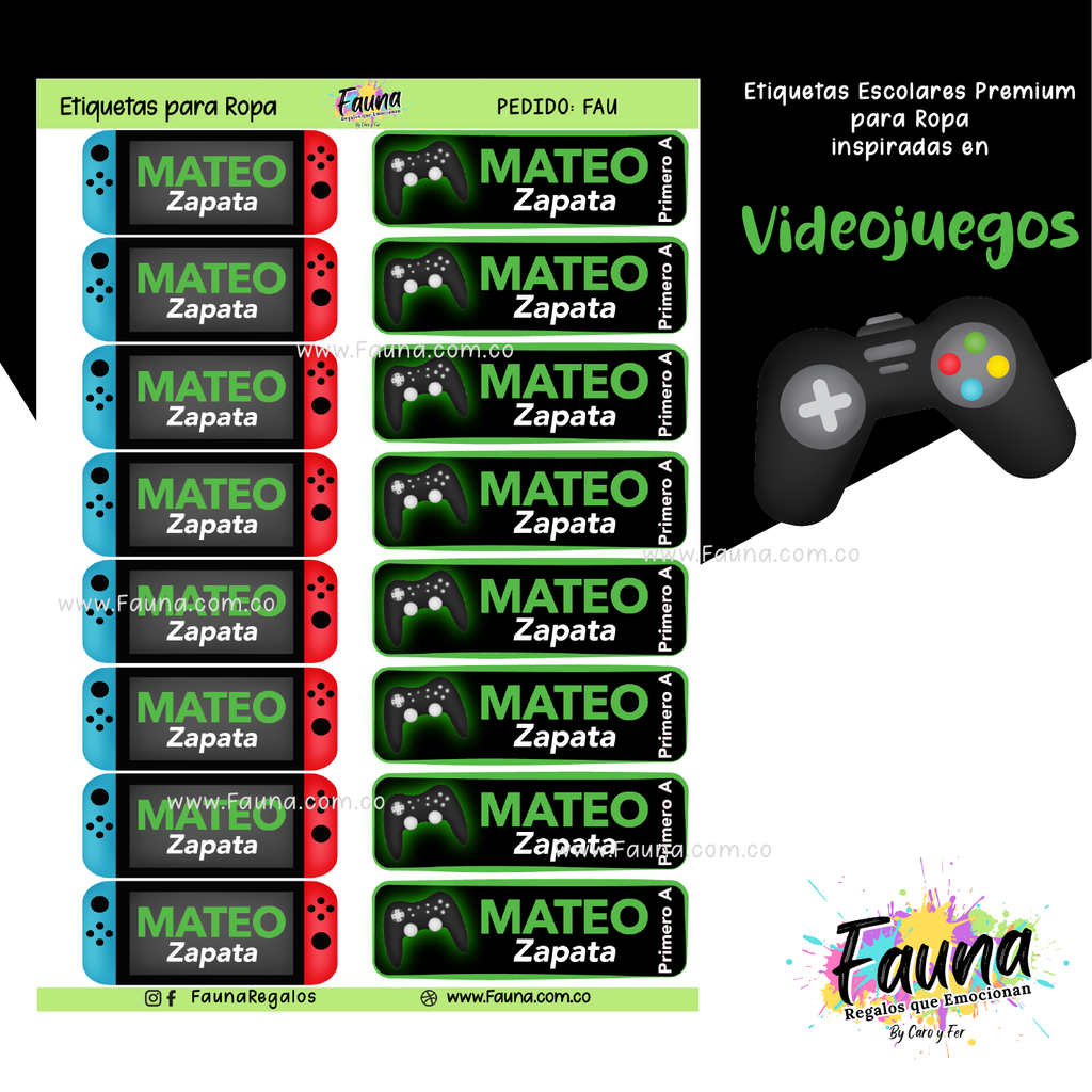 Videojuegos 🎮 - Etiquetas Escolares Premium Personalizadas