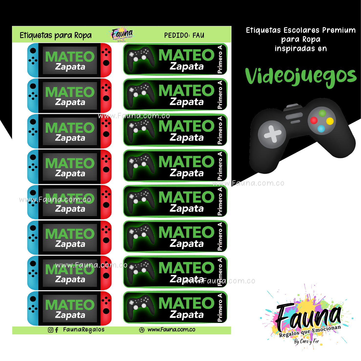 Videojuegos 🎮 - Etiquetas Escolares Premium Personalizadas
