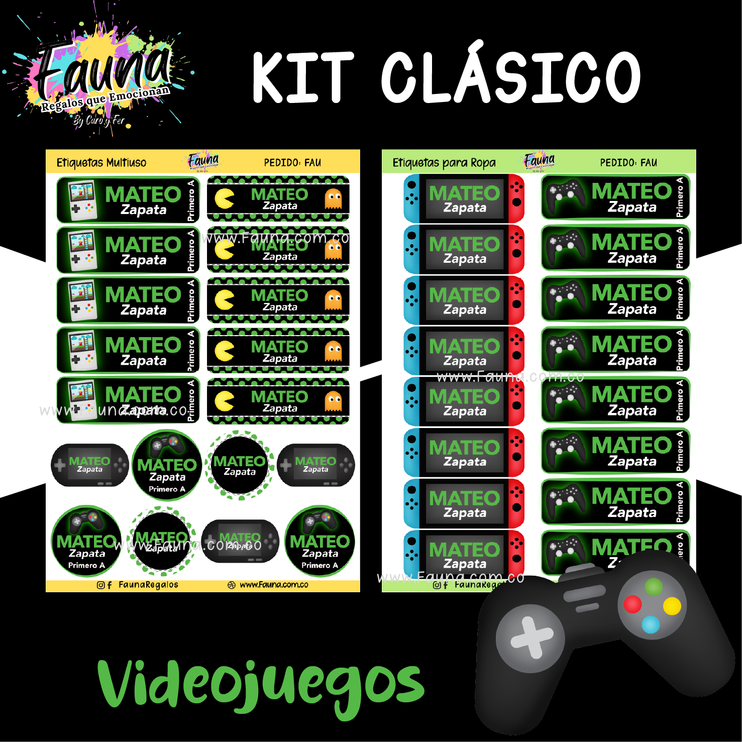 Videojuegos 🎮 - Etiquetas Escolares Premium Personalizadas