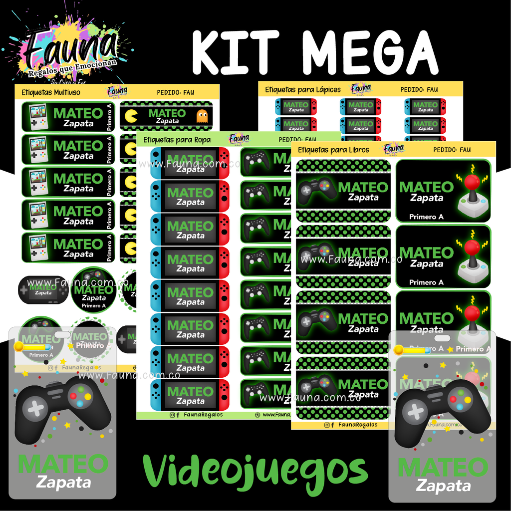 Videojuegos 🎮 - Etiquetas Escolares Premium Personalizadas
