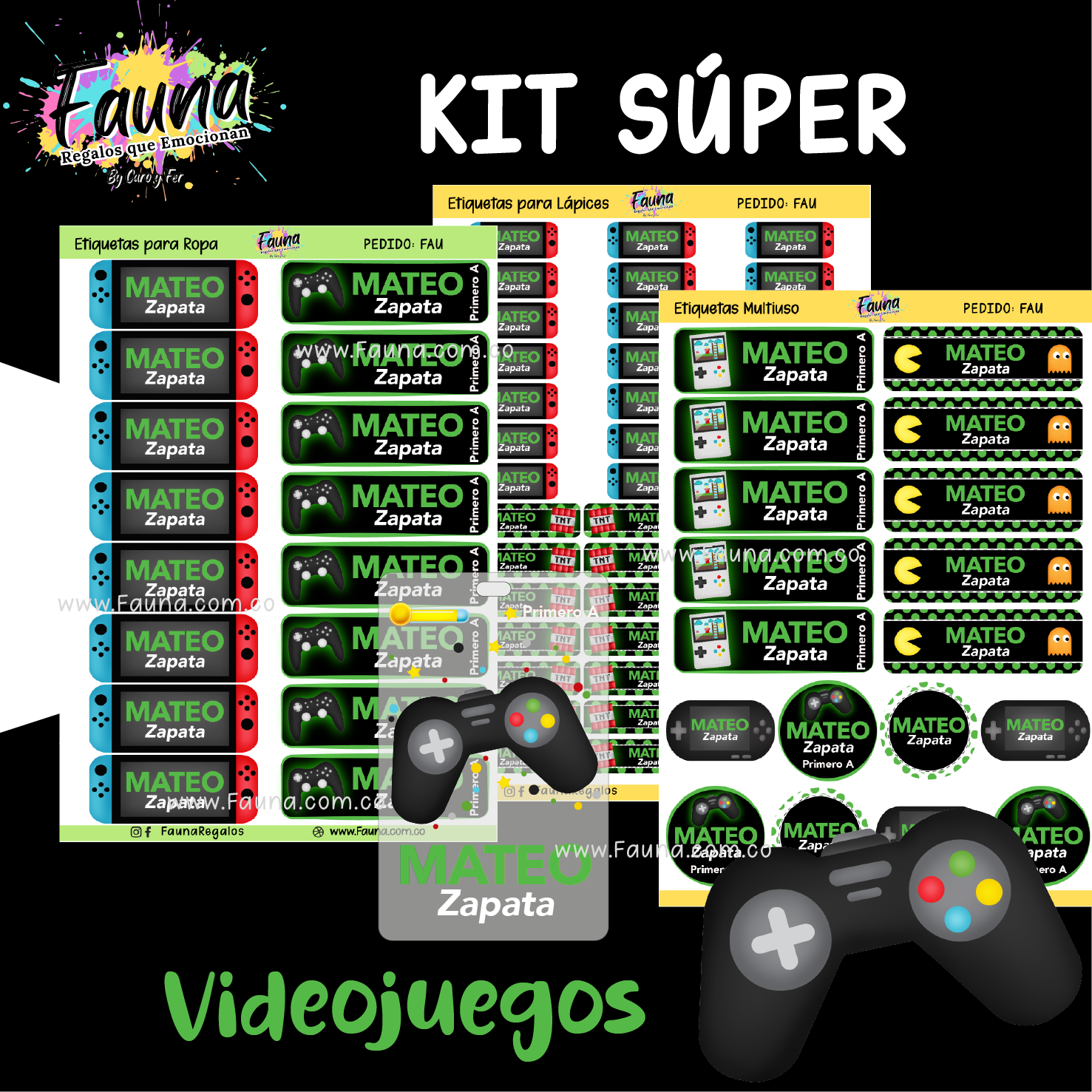 Videojuegos 🎮 - Etiquetas Escolares Premium Personalizadas