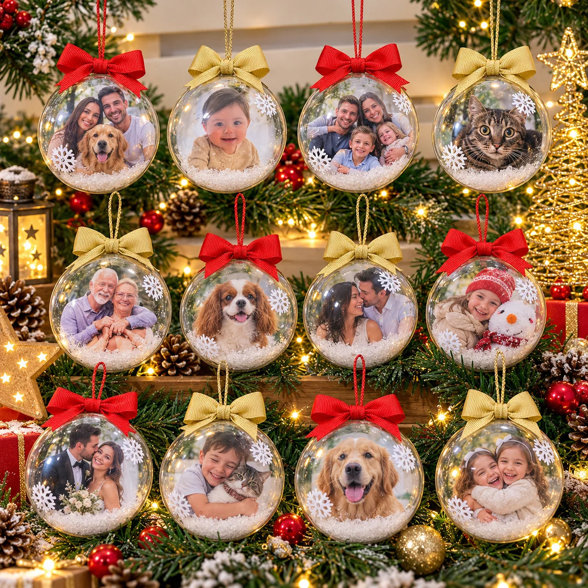 Bolitas Navideñas Premium con Foto Personalizadas x 12 und