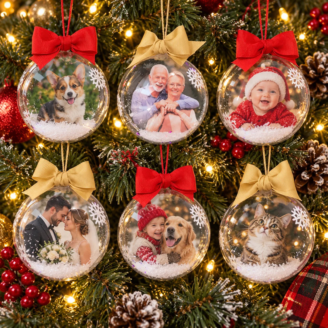 Bolitas Navideñas Premium con Foto Personalizadas x 6 und